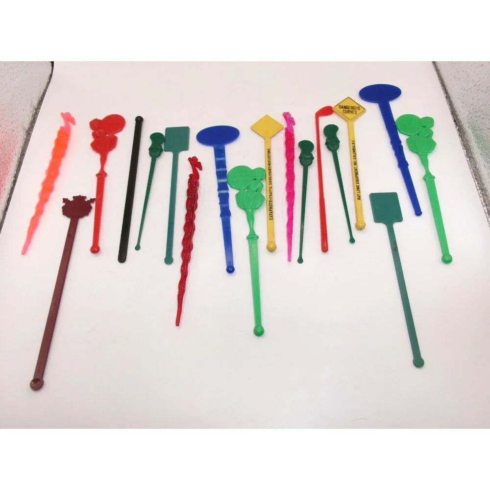 Vtg Lot of 18 Swizzle Sticks Mixed Harrahs Boca Raton Resort Seagrams Sahara +